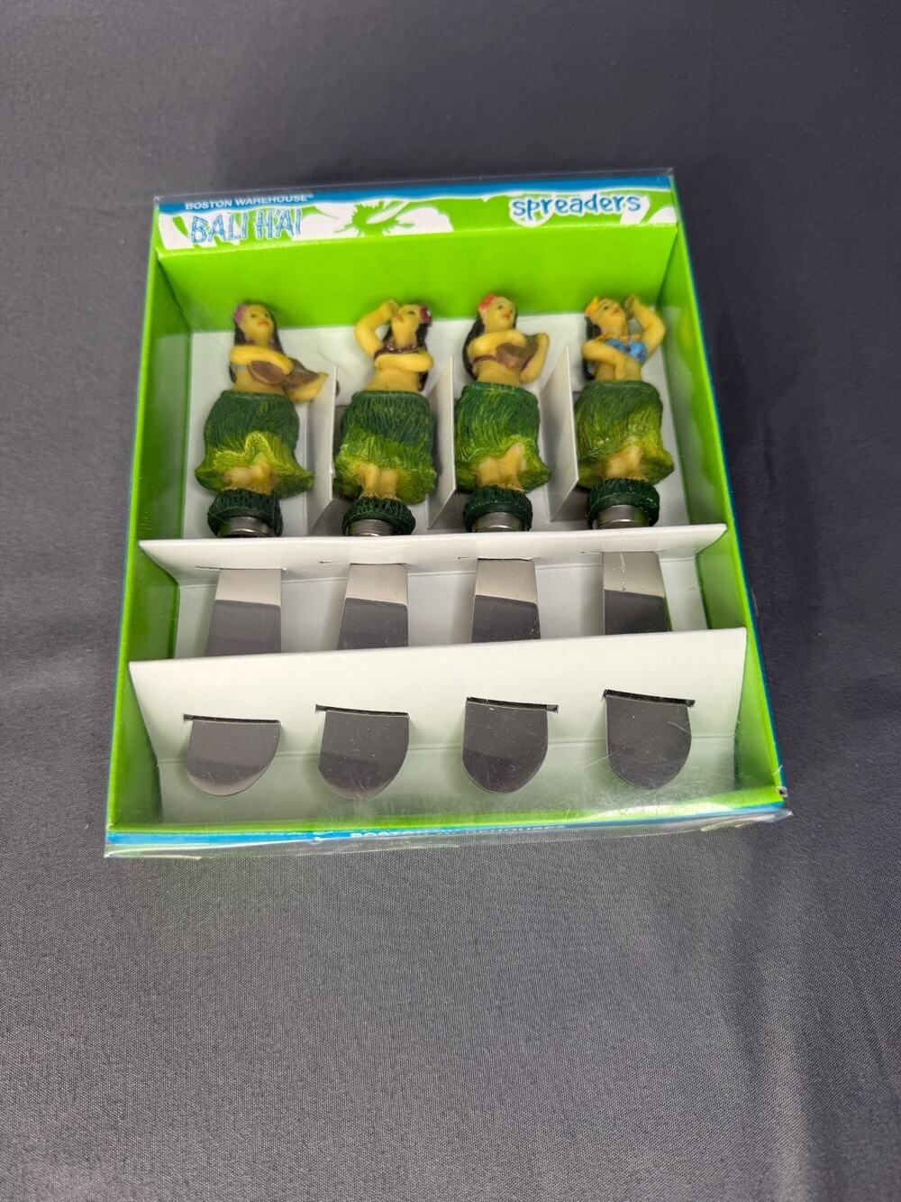 Vintage Boston Warehouse BALI HAI Hula Girl BUTTER CHEESE SPREADERS NIP